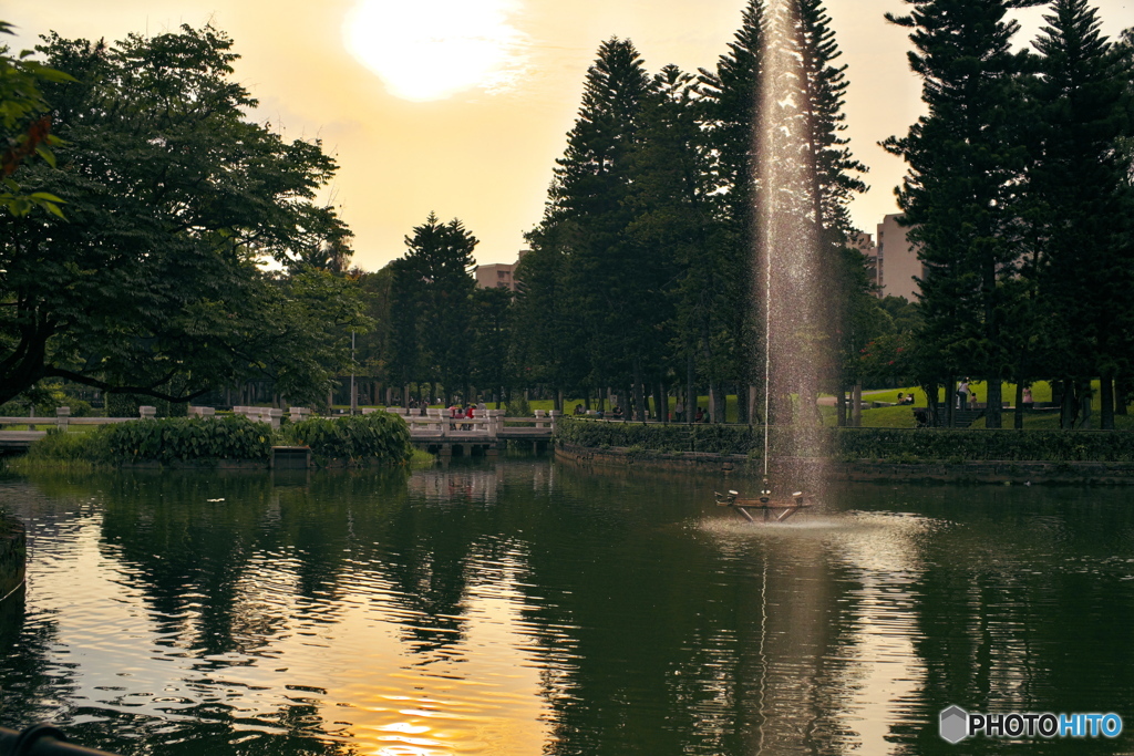 台北下町散策―青年公園の夕日02