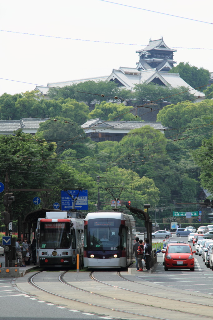 熊本城と熊本市電