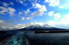 雪の桜島