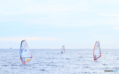 Three orange sails