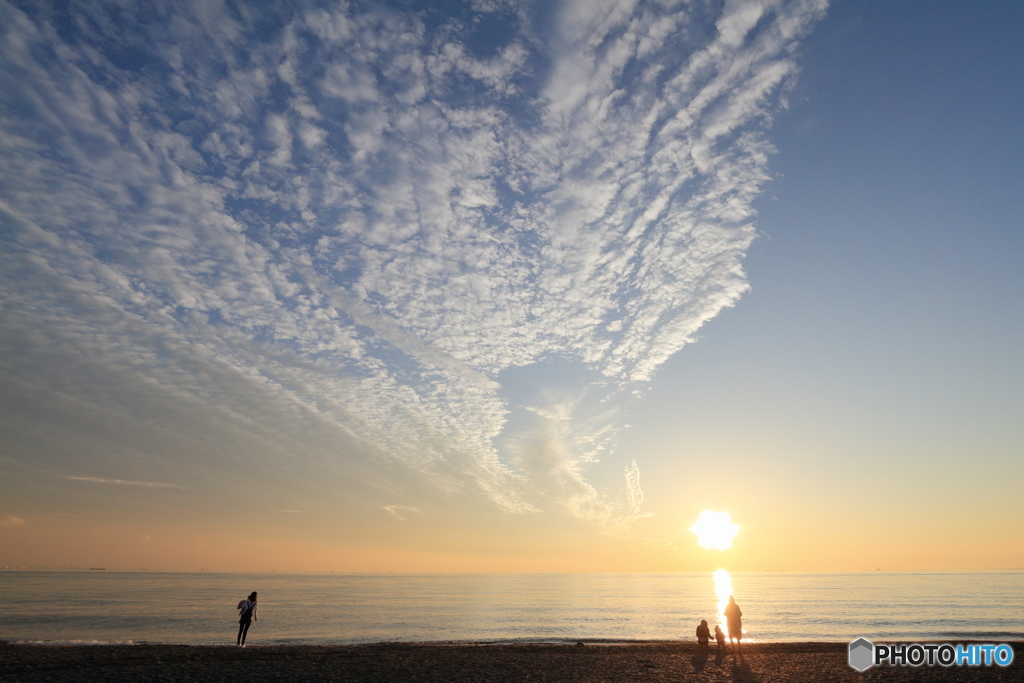 秋の空と海