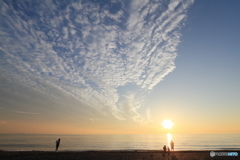 秋の空と海