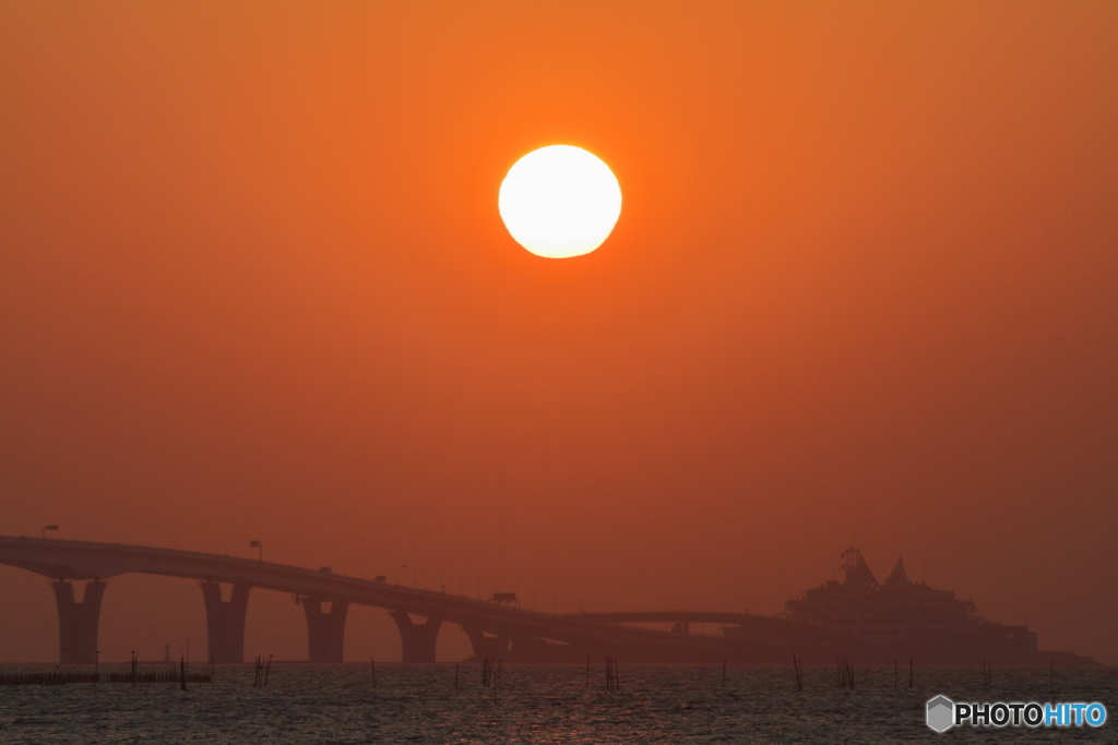 海ほたるの夕日