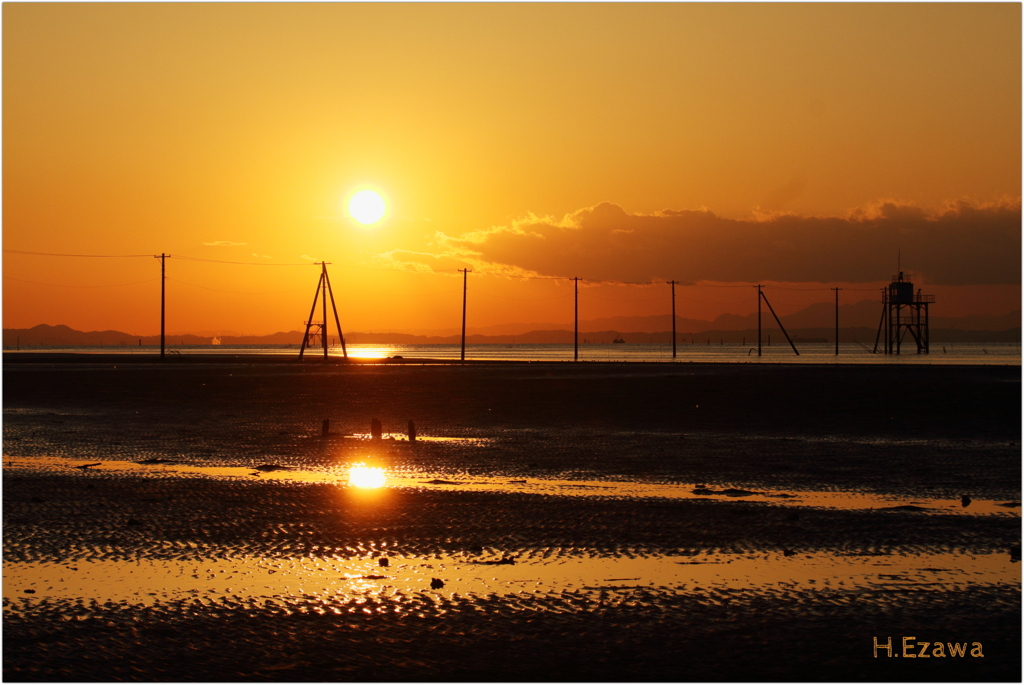 江川海岸の夕日Ⅱ