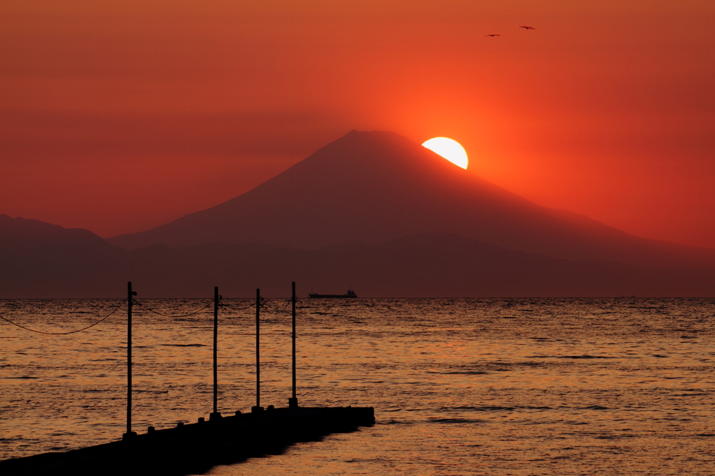 落ちる夕日