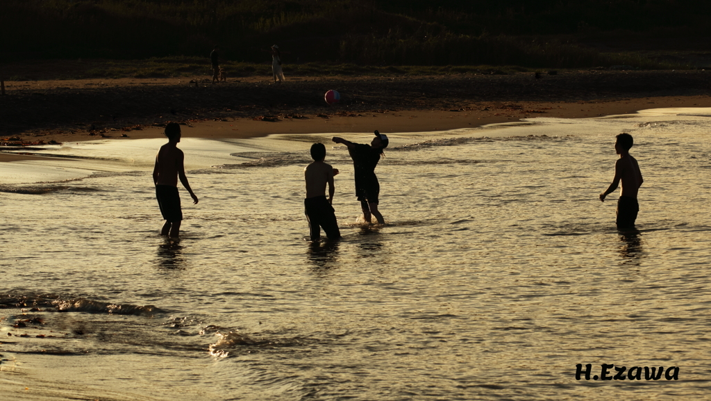 volleyball in the sea