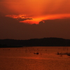 沼の夕景