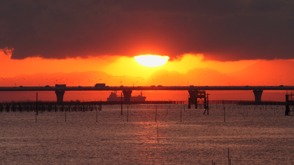 Gray and the orange evening