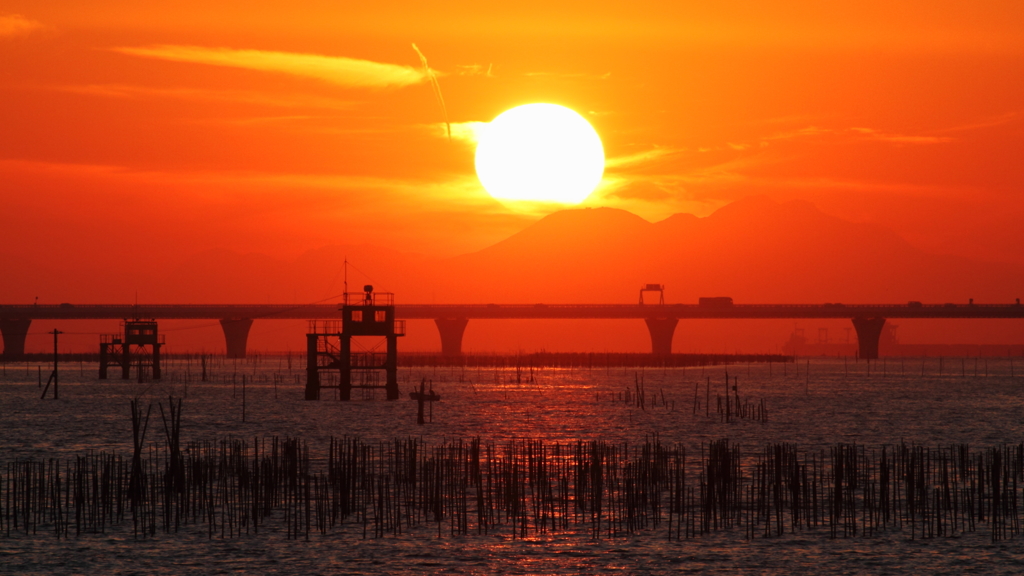 アクアラインの夕日