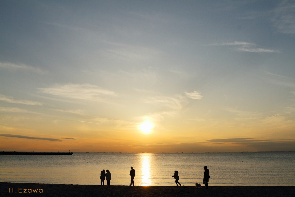 検見川の浜の夕日