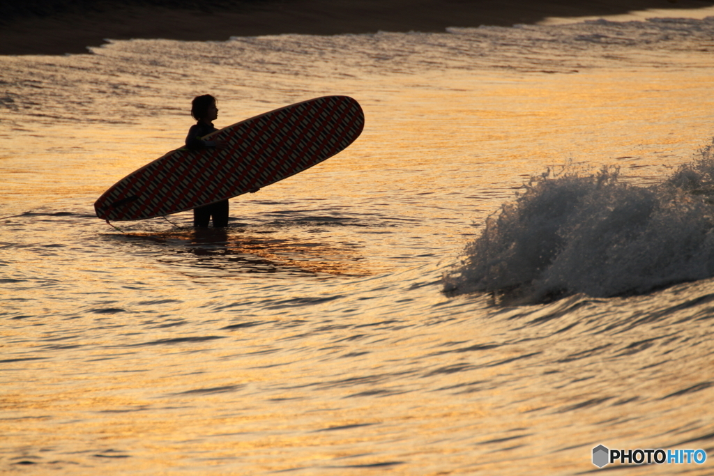 Surfer girl silhouette