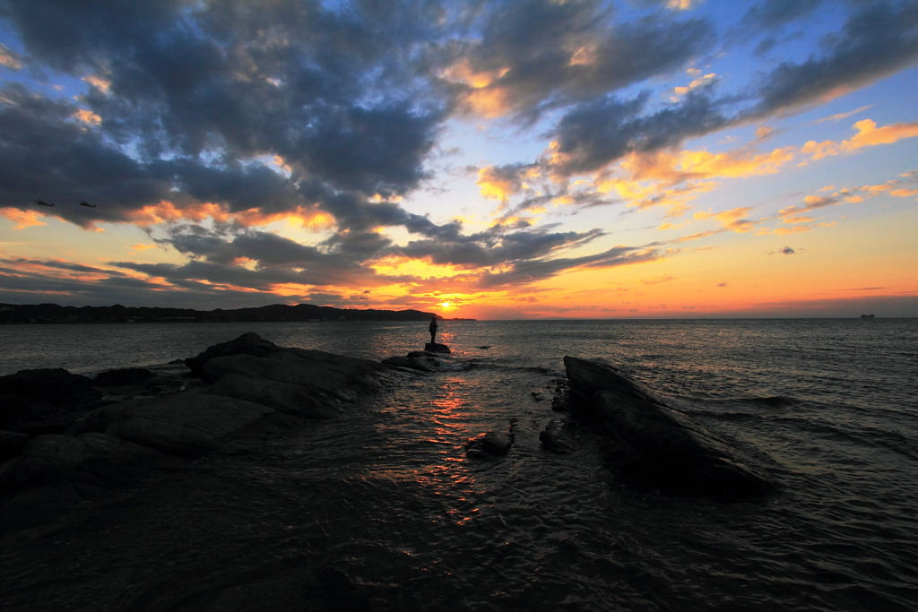 沖の島の夕日