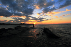 沖の島の夕日