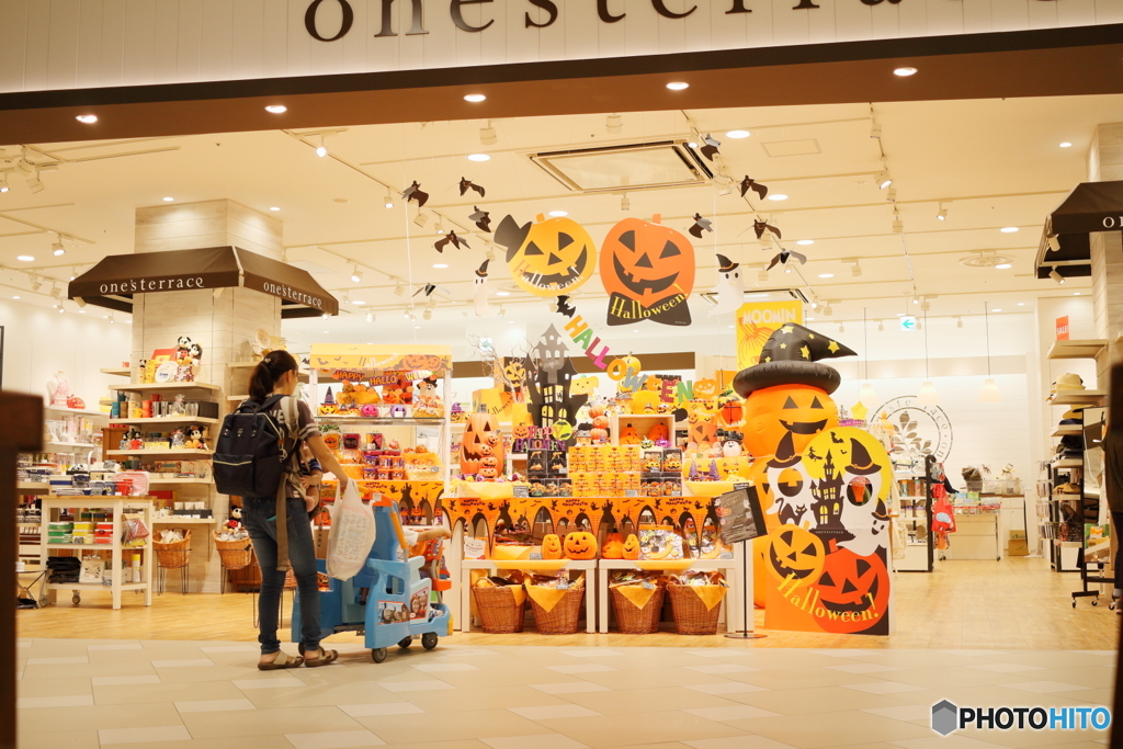 ハロウィンの店先