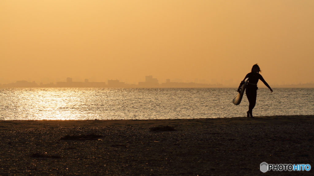 Woman windsurfer