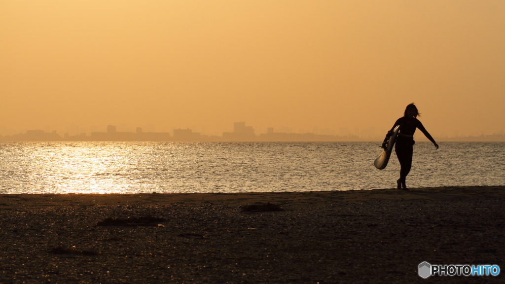 Woman windsurfer