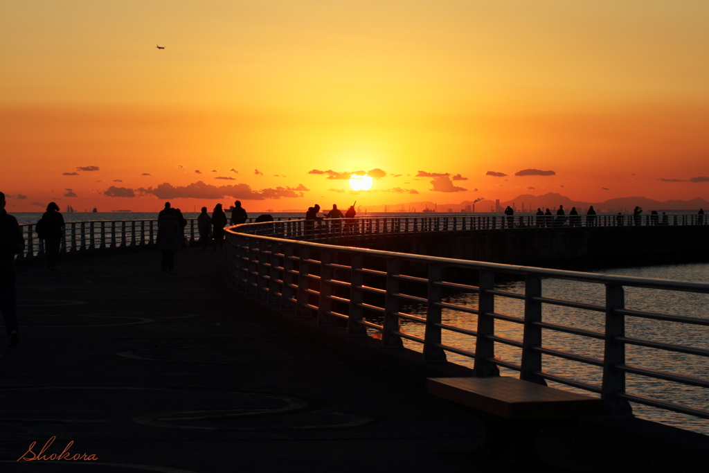 桟橋の夕日