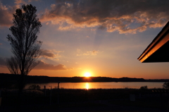 印旛沼の夕暮れ