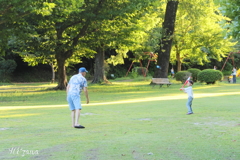 おじいちゃんとバッティング練習