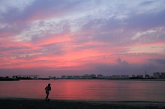 港の夕景