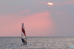 Woman windsurfer