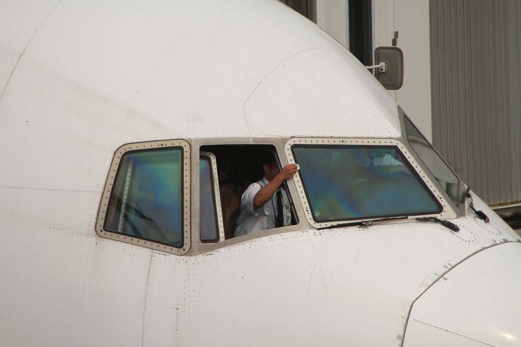 スポットイン後の窓拭き..鳥のフンでも付いたのかな？