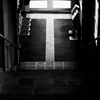 downstairs