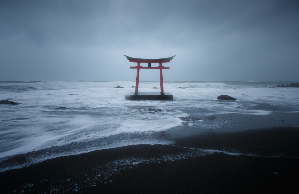 暴風雨に立つ