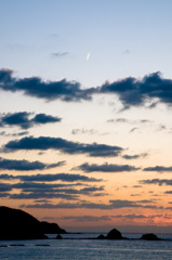 夕日に向かって