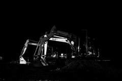 Machines at dark night