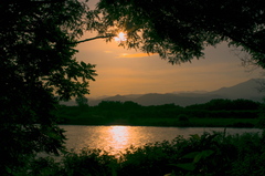 千曲川の夕日