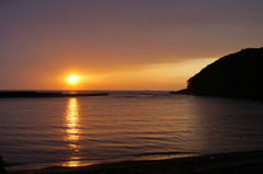 三面川夕景