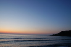 三面川河口の夕日