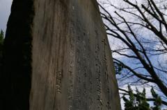 斜陽に佇む関鉄之助捕縛記念碑