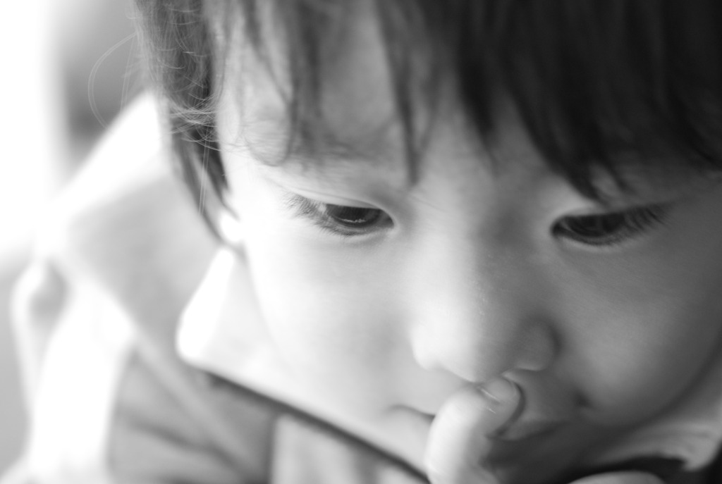 My son in　monochrome