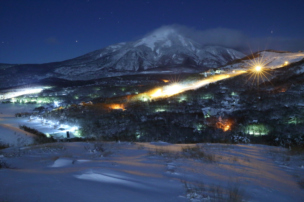 白雪と光と影