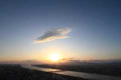 淀川河口に沈む夕日