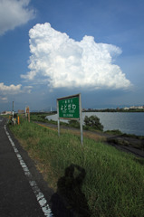 淀川、夏雲