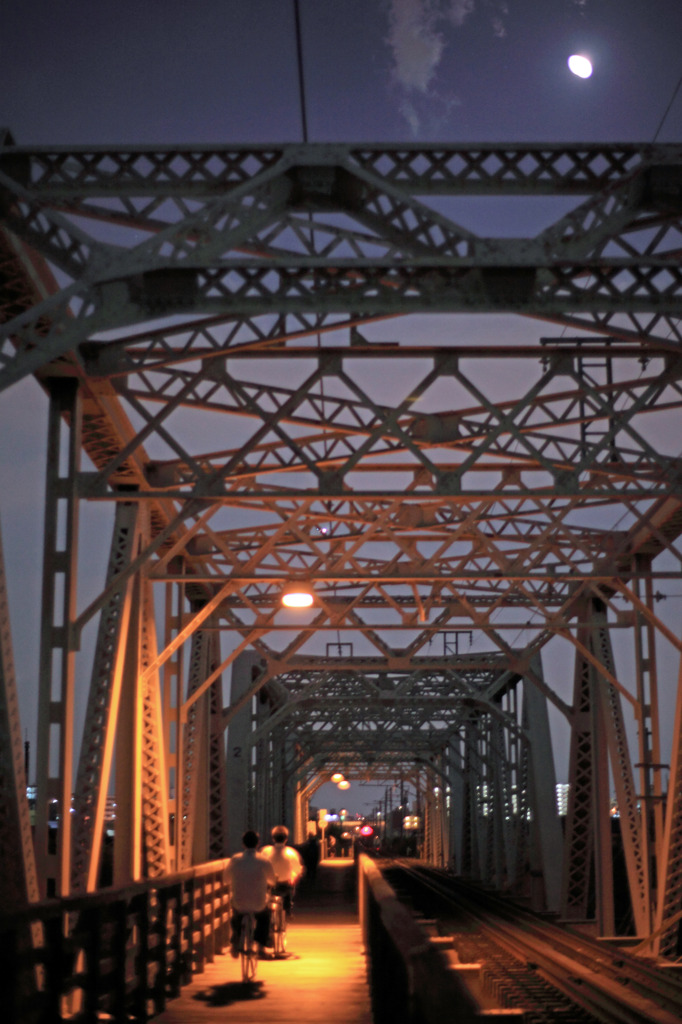 夕暮の赤川仮橋（３）