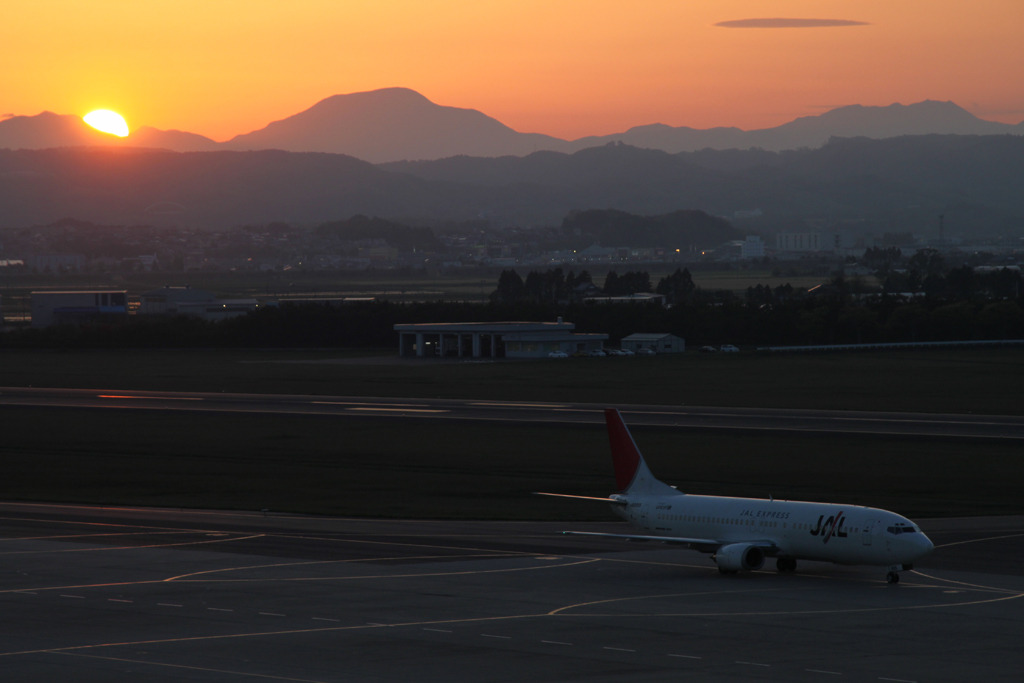 空港の夕日