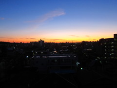 早朝、窓の景色 AM6:00