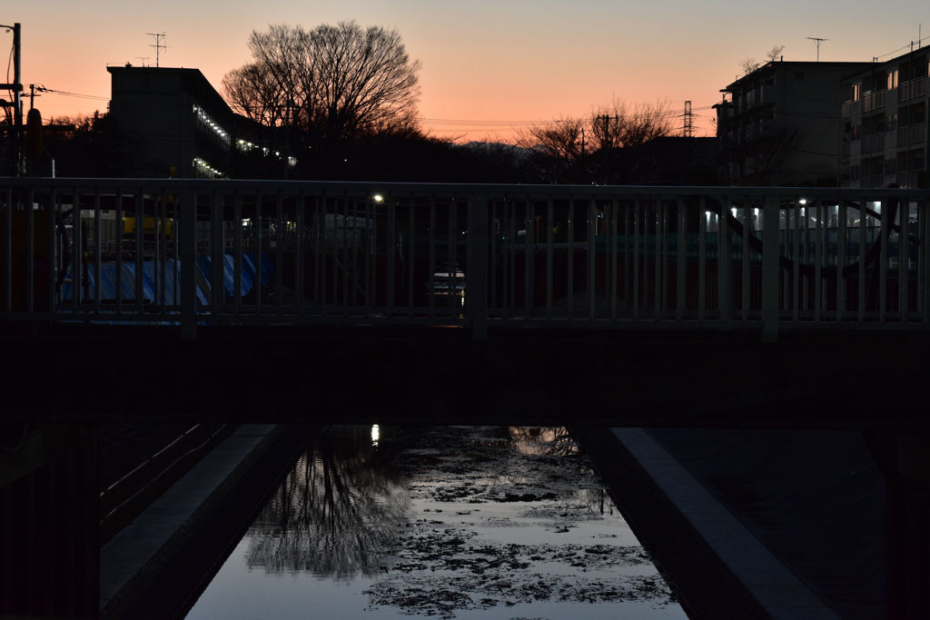 石神井川の夕日