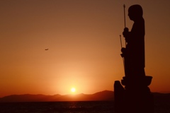 夕日 前方