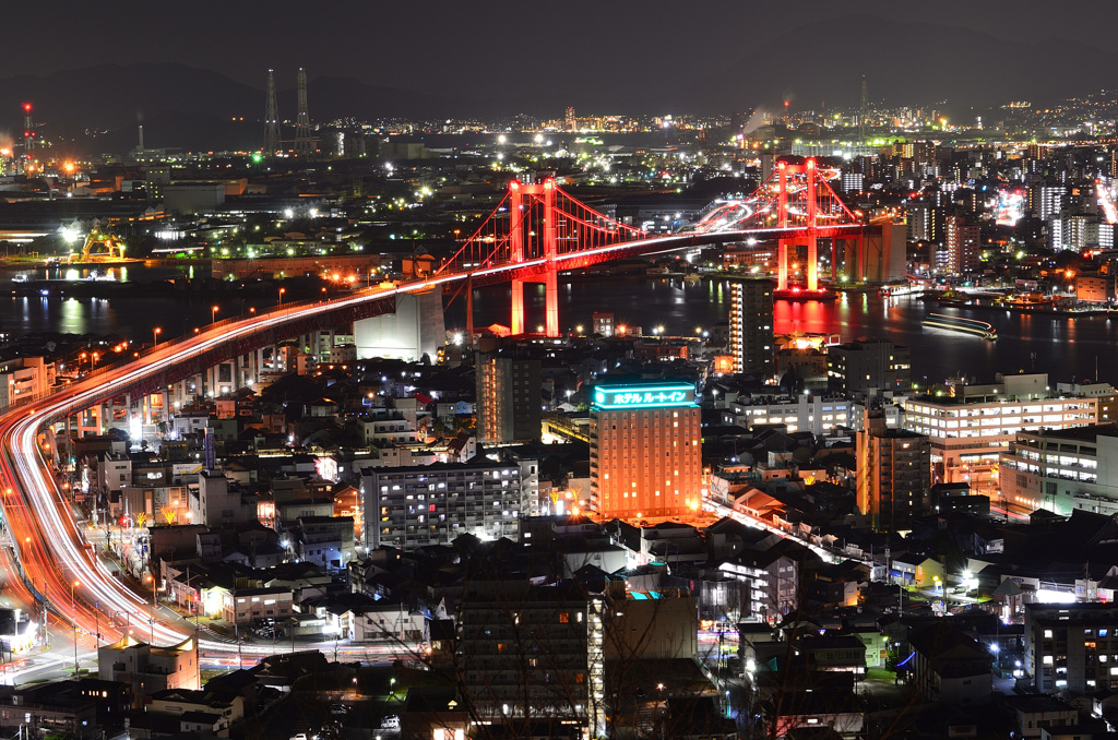 高塔山2020　1月-1　若戸大橋　夜景②