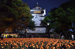 小倉城2023　11月-1　竹灯り　天守閣