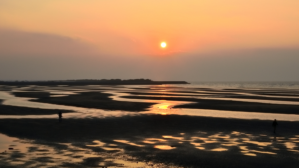 真玉海岸2020　2月-7　夕陽＆干潟①