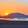 芦屋海岸2022　11月-6　湯川山と夕陽_