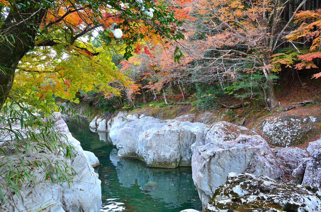 猿飛千壺峡2022　秋-1　紅葉と甌穴群②