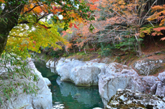 猿飛千壺峡2022　秋-1　紅葉と甌穴群②