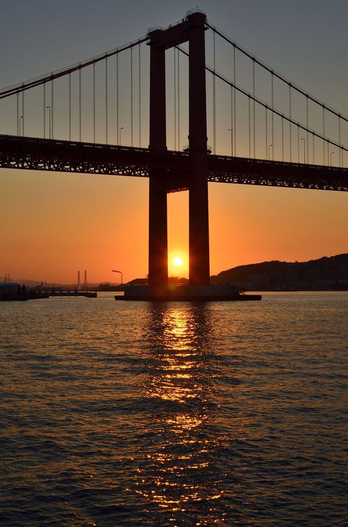 若戸大橋2020　1月　夕陽＆橋脚①